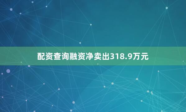 配资查询融资净卖出318.9万元